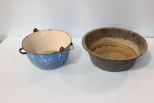 Two Large Enamel Wash Bowls