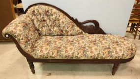 Mahogany Swan Covered Chaise Lounger