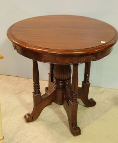 Round Mahogany Carved Lamp Table