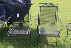 Pair of Black Wrought Iron Rocking Arm Chairs