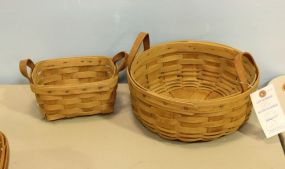 Two Longaberger Baskets with Strap Handles