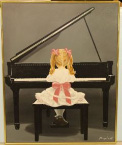 Large Girl at Piano Oil on Canvas