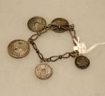 Sterling 1930's French Coin Bracelet 