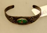 Old Pawn Navajo Swastika Silver Bangle 