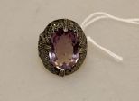 Sterling Purple Crystal & Marcasite Ring