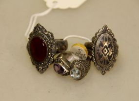 Three Sterling and Marcasite Rings 