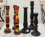 Group of Six Wood Candlesticks