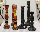 Group of Six Wood Candlesticks 