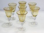 Seven Amber Bubble Glass Glasses