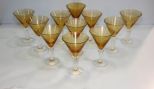 Eleven Amber Martini Glasses 