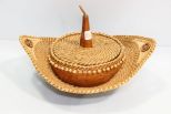 Leather and Straw Hat/Dish 