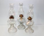 Three Clear Oil Lamps 