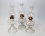 Three Clear Oil Lamps