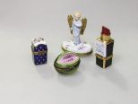 Four Small Peint Main Limoges Trinket Boxes