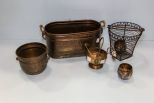 Brass Planter & Small Brass Pail