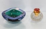 Ashtray & Glass Match Holder
