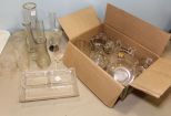 Box Lot of Various Glass & Small Bud Vases