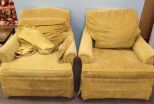 Pair of Yellow Upholstered Arm Chairs