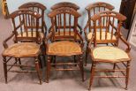 Six Walnut Cane Seat Chairs