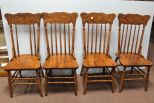 Four Oak Pressed Back Chairs