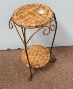 Metal and Wicker Round Plant Stand 