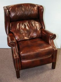 Brown Leather Reclining Arm Chair