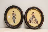 Two Oval Needlepoint Pictures
