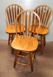 Three Oak Swivel Bar Stools 