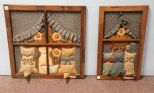 Two Framed Cloth Cat Pictures 