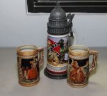 Three Pottery Steins 