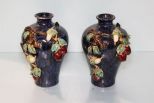 Pair of Majolica Style Pottery Vases
