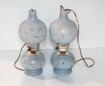 Pair of Blue 1940's Glass Lamps
