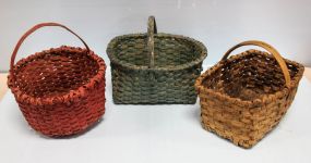 Three Antique Hickory Baskets
