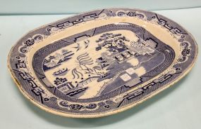 Extremely Large Blue Willow Meat Platter