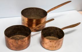 Three Various Size Copper Pots