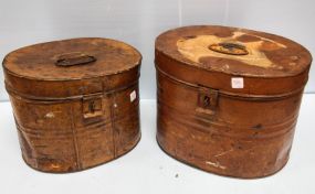 Two Antique Oval Tin Hat Boxes