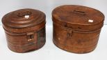 Two Antique Oval Tin Hat Boxes