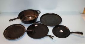 Lodge Skillet & Four Other Various Iron Skillets