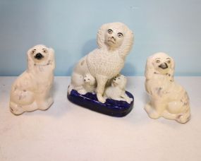Three Staffordshire Dog Figurines 