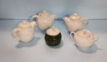 Three Small Teapots & Two Sugar Bowls