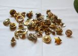 Large Lot of Goldtone Clip Earrings. Some Signed