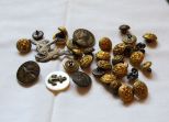 Lot of Antique and Vintage Buttons Including Military