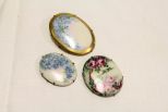 Porcelain Painted Brooch Lot