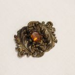 Victorian Amber Stone Brooch