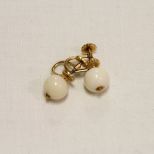 14K gold Screw Back Earring with Coral Beads