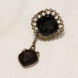 Antique Double Intaglio Brooch with Drop and Pearls