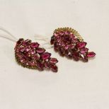 Austrian Crystal Pink and Red Clip Earrings