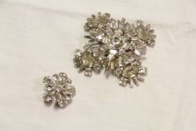 One Large White Rhinestone brooch with small pin