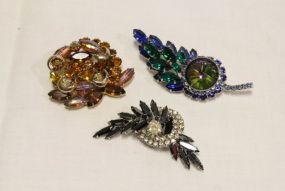 Three Juliana D & E Style Rhinestone Brooches