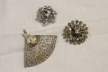 Three Fancy Rhinestone Fraternal Ladies Pins